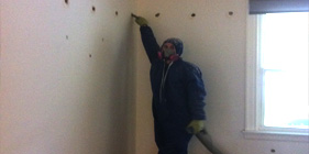 Drill and fill wall with cellulose in 3.5 inches cavities